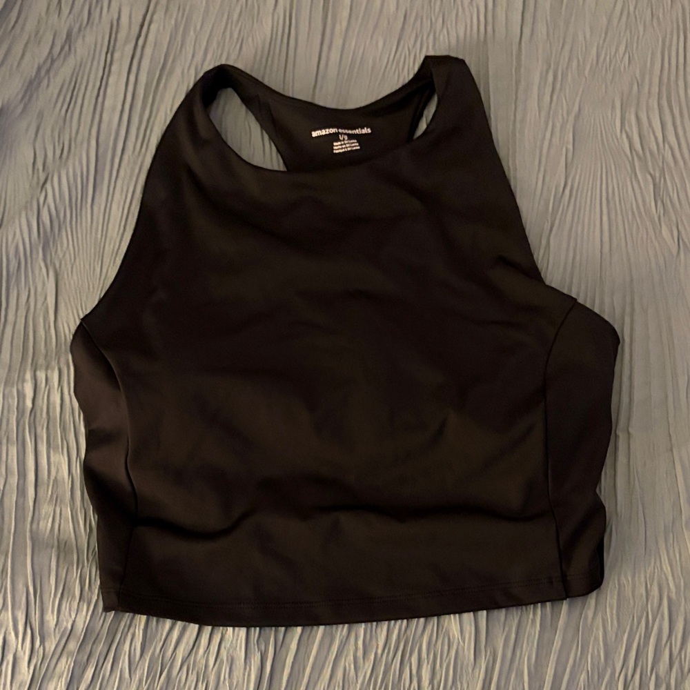 Amazon Essentials Women’s Black High Neck Racerback Sports Bra Size L